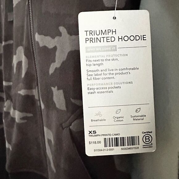ATHLETA Triumph Printed Hoodie XS Camo Print Sweatshirt Jacket NEW - Picture 5 of 9